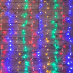 Гирлянда светодиодная "Светодиодный Дождь" 1.5х1м 96LED мультиколор 8Вт 230В IP20 с контроллером провод прозр. 235-029 NEON-NIGHT