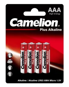 Элемент питания алкалиновый AAA/LR03 1.5В Plus Alkaline LR03-BP4 BL-4 (блист.4шт) 7369 Camelion