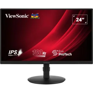 Монитор 23.8" ViewSonic VA2408-HDJ IPS 1920x1080, 100 Гц, 5 мс, 16:9, 250 кд/м², HDMI, DisplayPort, VGA, Low Blue Light, черный ViewSonic