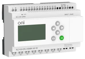 Модуль ЦПУ ПЛК 410 14 DI 8 RO 220В AC с Ethernet портом с экраном ONI PLC-410-CPU-14D08R-1AC-00 ONI