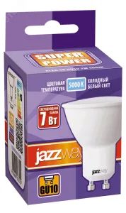 Лампа светодиодная PLED-SP 7Вт PAR16 5000К холод. бел. GU10 520лм 230В 1033574 Jazzway