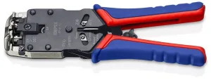 Пресс-клещи для штекеров RJ, 3 гнезда, RJ 10 (4-pin), RJ 11/12 (6-pin), RJ 45 (8-pin), 200 мм, SB KN-975112SB Knipex