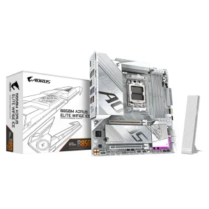 Материнская плата Gigabyte B850M AORUS ELITE WIFI6E ICE, AM5, AMD B850, 4xDDR5, 4xSATA, 2xM.2, 1xPCIe 5.0 x16, 1xPCIe 3.0 x4, DisplayPort, HDMI, 1x2.5Gb LAN, USB Type-C, 2x3.5 мм, 7.1, microATX Gigabyte
