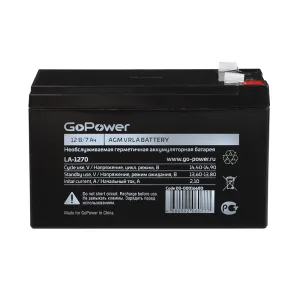 Аккумулятор свинцово-кислотный GoPower LA-1270 12V 7Ah клеммы T2/ F2 (1/5) GoPower 00-00016680 GoPower