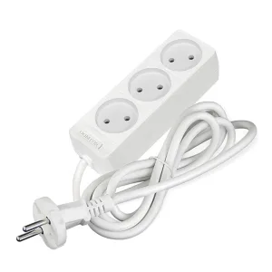 Удлинитель 3х1.5м без заземл. 10А IP20 2.2кВт ПВС 2х0.75 бел. DOMTOK 2370 Domtok
