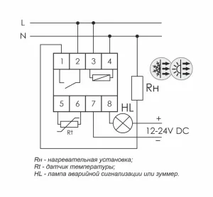 Регулятор температуры RT-820M (от -25 до +130 град.C; микропроцессорный; многофункц.; цифровая индикация; выносной датчик с термоус. проводом; монтаж на DIN-рейке 35мм 230В 16А 1Z IP20) F&F EA07.001.007 Евроавтоматика F&F