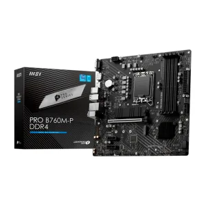 Материнская плата MSI PRO B760M-P DDR4, LGA1700, Intel B760, 4xDDR4, 4xSATA, 2xM.2, 1xPCIe 4.0 x16, 2xPCIe x1, DisplayPort, HDMI, D-Sub, 1x1Gb LAN, USB Type-C, 3x3.5 мм, 7.1, microATX MSI
