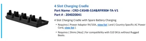 Зарядное устройство на 4 терминала Bluebird ASSY: S10, 4-Slot Charging Cradle w/Spare Battery Charge (REQ: PSU 9V/10A and AC Power Cord). Support devices with or w/o the rugged boot (CRD-C4S4B-S1* & RFR90*) Bluebird
