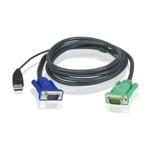 Кабель KVM ATEN 2L-5201U USB(тип А Male)+HDB15(Male) <-> SPHD15(Male) 1,2м., черный. ATEN