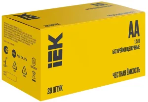 Элемент питания алкалиновый AA/LR6 Alkaline бокс (уп.28шт) ABT-LR06-OP-B28 IEK