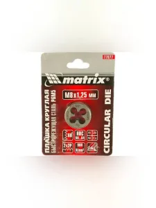 Плашка MATRIX М8x1,25 мм, Р6М5  77077 MATRIX