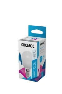 Лампа светодиодная 10.5Вт шар 4500К бел. E14 220В КОСМОС LkeLED10.5wGL45E1445 Космос