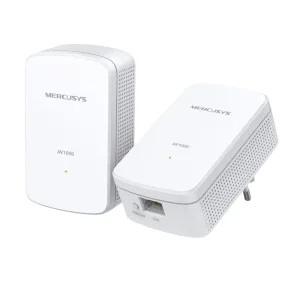 Комплект гигабитных адаптеров Mercusys AV1000 Gigabit Powerline Kit, HomePlug AV2 standard, 1 Gigabit port, 300m over electrical circuits, plug and play. Mercusys