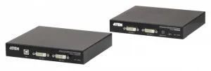 Удлинитель, KVM USB 2xDVI Single Link+AUDIO+RS232, 100 м., 1xUTP, макс.разр.1920х1200 60Hz 90м Cat5e;100м Cat6/6a/1080p 100м HDBaseT;1920x1200 150м cat6/6a LongReach HDBaseT, 2xDVI-D+2MINIJACK+DB9+USB B>3xUSB A, бп 220> 5V, ATEN CE624-AT-G ATEN