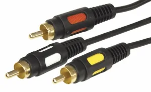 Шнур 3 RCA - 3 RCA, 3м, черный (GOLD) 17-0214 Rexant