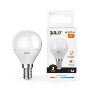 Лампа cветодиодная Gauss LED Elementary Globe 6W E14 2700Kарт.LD53116 Gauss