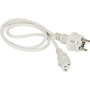 Шнур питания Lanmaster C13-Schuko прямая, 3х0.75, 220В, 10А, белый, 5 метров LANMASTER