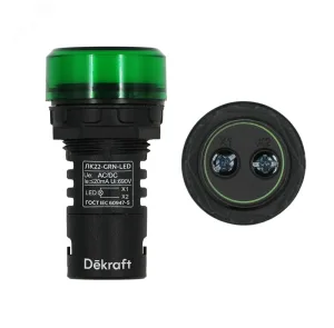 Лампа коммутационная ADDS ЛК-22 d22мм 220В AC/DC зел. LED 25118DEK DEKraft