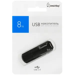 Флешка USB Smartbuy CLUE Black (SB8GbCLU-K), 8Gb, USB 2.0, R/W 20/10, черный SmartBuy