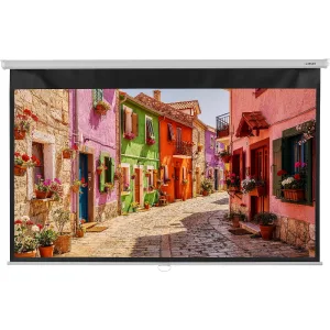 Настенный экран Lumien LEP-100126 Eco Picture 137х192см (рабочая область 104х186 см) (84") Matte White верх.кайма 30 см, восьмигранный корпус, возможность потолочн./настенного крепления, 16:9, цвет корпуса белый (треугольная упаковка) Lumien