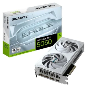Видеокарта GIGABYTE GeForce RTX 5060 EAGLE ICE OC, 8 GB GDDR7, 128 bit, 3xDisplayPort, HDMI, GPU 2280 MHz Gigabyte