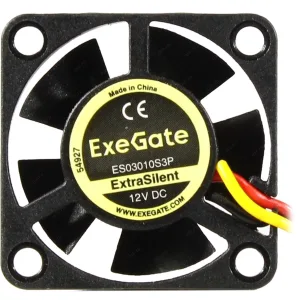 Вентилятор для корпуса ExeGate ExtraSilent ES03010S3P черный, 30 мм, 10000 об/мин, 27 дБ, 3 pin Exegate