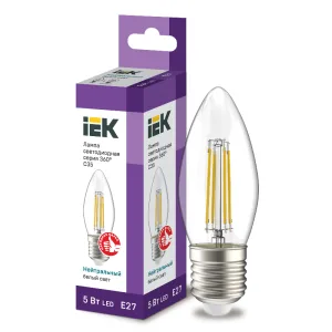 Лампа LED C35 свеча прозр. 5Вт 230В 4000К E27 серия 360° IEK ITK LLF-C35-5-230-40-E27-CL ITK