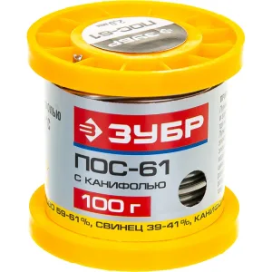 Припой Зубр 55450-100-20ПОС 61 проволока 100г 2мм Зубр