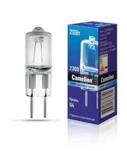 Лампа галогенная JD 20Вт капсула g4 3000К 240В g4 10405 Camelion