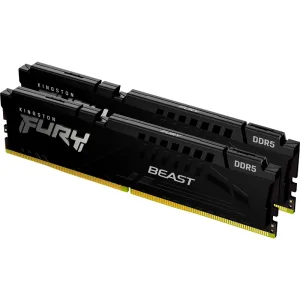 Оперативная память Kingston Fury Beast, DDR5, 32Gb (2x16Gb), 6400MHz, CL32, DIMM, с радиатором, черный Kingston