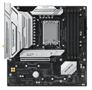 Материнская плата MAXSUN Terminator B860M WIFI, LGA 1851, Intel B860, 4xDDR5, 4xSATA, 3xM.2, 1xPCIe 5.0 x16, DisplayPort, HDMI, USB Type-C, 1x2.5Gb LAN, Wi-Fi 6, Bluetooth, 3x3.5 мм, 5.1, microATX Maxsun