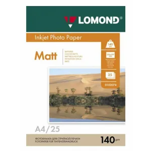 Фотобумага Lomond односторонняя матовая 140г/м2, A4(21x29)/25л. Lomond