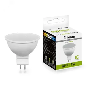 Лампа светодиодная LED 7вт 230в G5.3 белая 25236 Feron