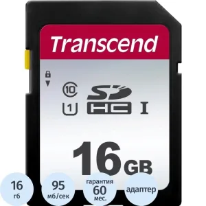 Флеш карта SD 16Gb Transcend SDHC UHS-I U1 Transcend