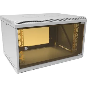 Шкаф коммутационный Suprlan (05-1063) настенный 6U 600x450 мм пер. дв. стекл направл. под закл. гайки 70 кг RAL 7035 385 мм 15.7 кг 360 мм SUPRLAN