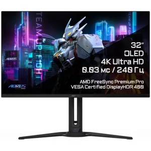 Монитор 31.5" GIGABYTE AORUS FO32U2 QD-OLED 3840x2160, 240 Гц, 0.03 мс, 16:9, 1000 кд/м², 2xHDMI, DisplayPort, HDR, FreeSync Premium Pro, Flicker Free, черный Gigabyte