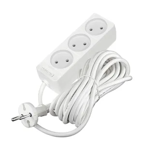 Удлинитель 3х5м без заземл. 10А IP20 2.2кВт ПВС 2х0.75 бел. DOMTOK 2372 Domtok