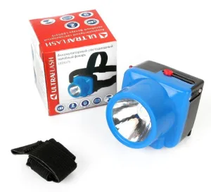 Фонарь налобный аккумуляторный LED5375 220В 0.4Вт LED 2 реж. пластик голуб. Ultraflash 14252 Ultraflash