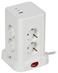 DOMINIC Удлинитель У08K 8 мест 2P+PE 1,5м 3х1,0мм2 16А/250В USB A+C 20Вт белый IEK DN-YP30-16-08-01-ZKU-K01 IEK