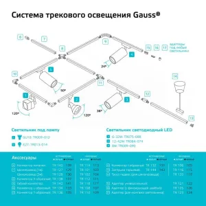 Коннектор Track однофазный для трековых шинопроводов (T) черн. TR109 Gauss