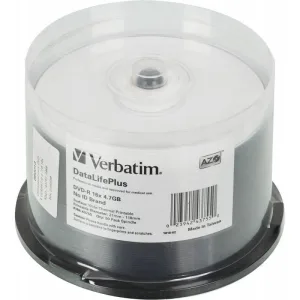 Диск DVD-R Verbatim 4.7Gb 16x Cake Box (50шт) Printable (43755) Verbatim