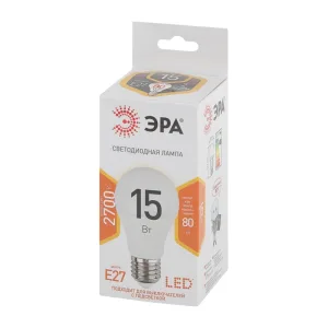Лампа светодиодная ЭРА Б0020592 STD LED A60-15W-827-E27 15 Вт, 1200 lm, 2700К, E27 Эра