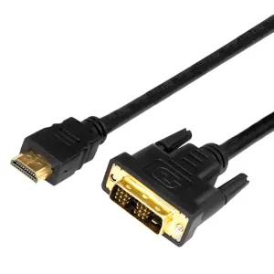 Шнур HDMI - DVI-D, 2м, gold, с фильтрами 17-6304 Rexant
