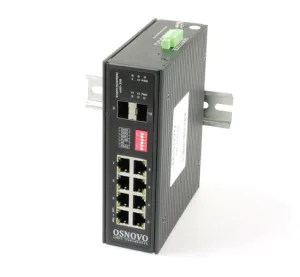 Промышленный коммутатор Gigabit Ethernet OSNOVO SW-70802/I Промышленный коммутатор Gigabit Ethernet на 10 портов. Порты: 8 x GE (10/100/1000Base-T) + 2 x GE SFP (1000Base-X). Поддержка режима CCTV: Увеличение расстояния передачи данных и пит OSNOVO