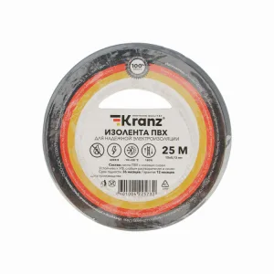 Изолента ПВХ 0,13х15 мм, 25 м, серая KRANZ KR-09-2108 Kranz