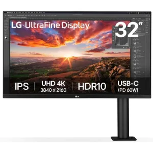 Монитор LG 31.5" 32UN880K-B черный IPS LED 5ms 16:9 HDMI M/M матовая HAS Piv 1000:1 350cd 178гр/178гр 3840x2160 60Hz DP 4K USB 10.3кг LG