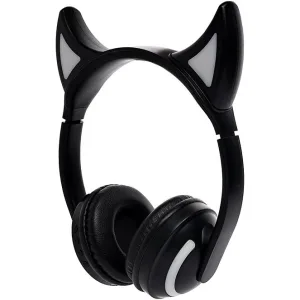 Беспроводные/проводные наушники Qumo Party Cat BT 0024 черный, накладные, Bluetooth + проводной, кошачьи ушки, до 7 ч QUMO