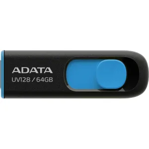 Флешка USB ADATA UV128 (AUV128-64G-RBE), 64Gb, USB 3.0, R/W 100/30, черный/синий ADATA
