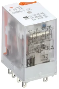 Реле интерфейсное ORM-1 4C 220В AC с LED и тест. кнопкой ORM-1-4C-AC220V-L-B ONI