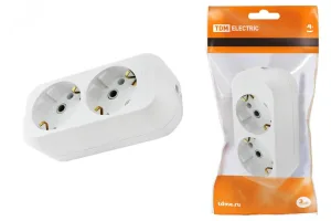 Колодка розеточная 2 гнезда 2П+З 16А 250В белая SQ1806-0015 TDM ELECTRIC